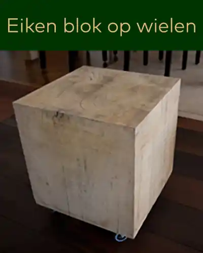 Eiken blok op wielen Eiken blokken op wielen