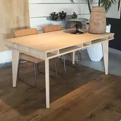 Eiken tafel Grantham vakkentafel Eiken tafel met vakken als eettafel en als werktafel