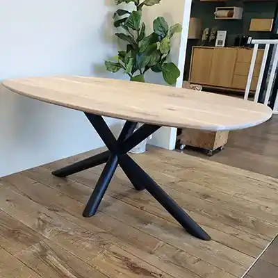Deens ovale eettafel-Rothley eiken tafel met metalen poot Eiken tafel Rothley Deens ovaal openingstijden Fairwood