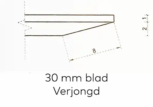 30 mm. - verjongd-1 30 mm. blad met verjongde rand