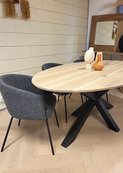 Ovale eiken tafel meta matrix poot-S Ovale eettafel Matrix poot