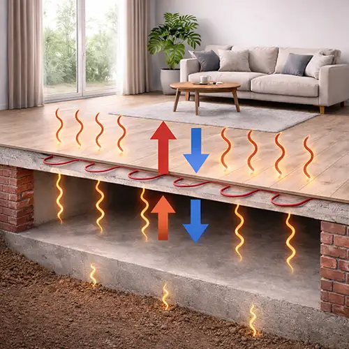 warmte doorfgifte- warmte verlies 500x500 pvc geeft warmte af en is daarom minder geschikt dan echt hout op vloerverwarming