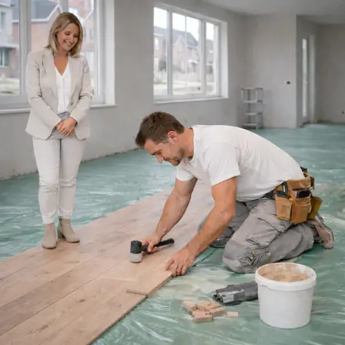 parketlegger en houten vloer leggen leggen van houten vloer