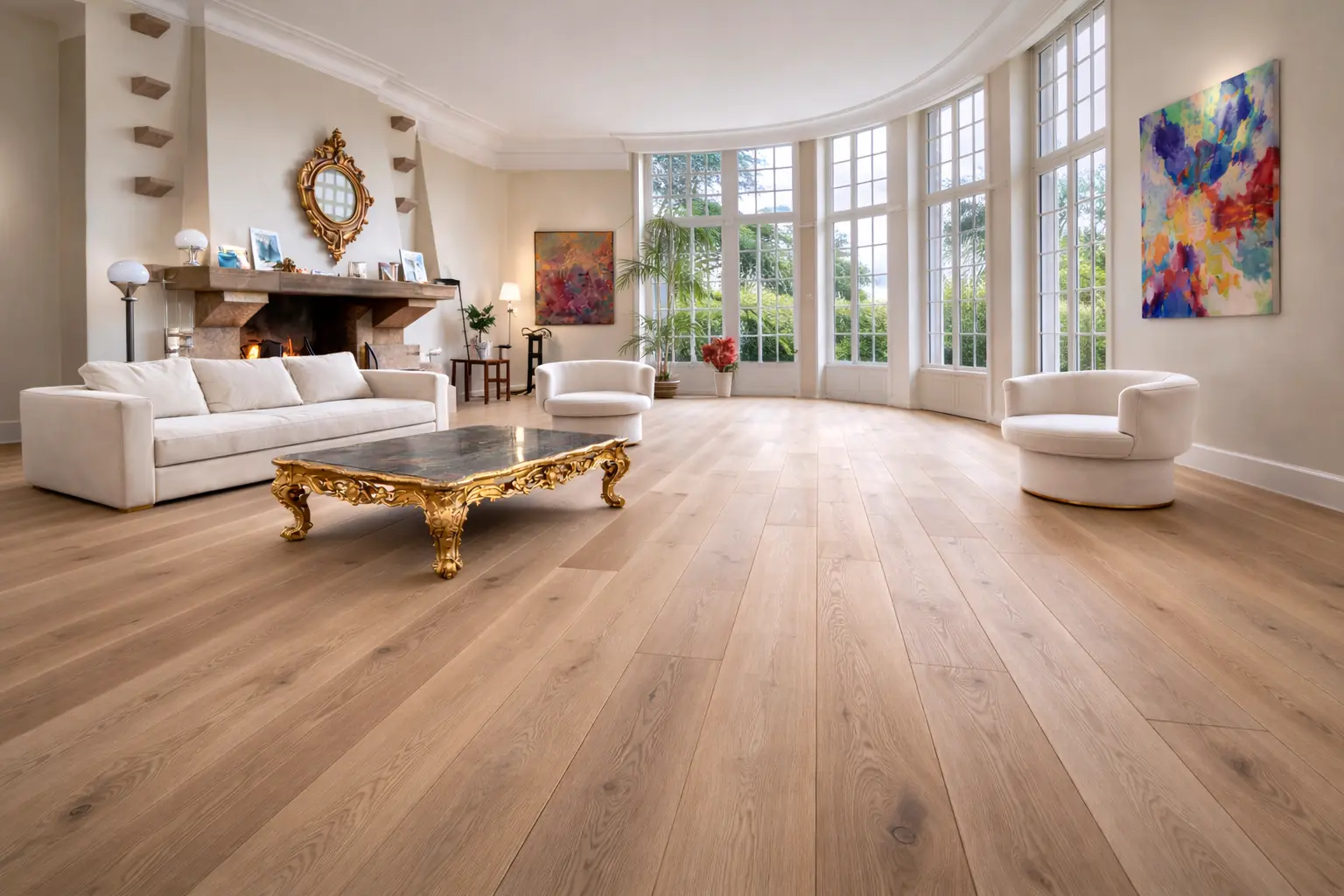 plankenvloer plankenvloer in moderne woonkamer met grote glazenpui