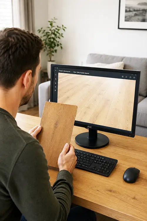 schermkleur vloer komt niet overeen met monsterplank