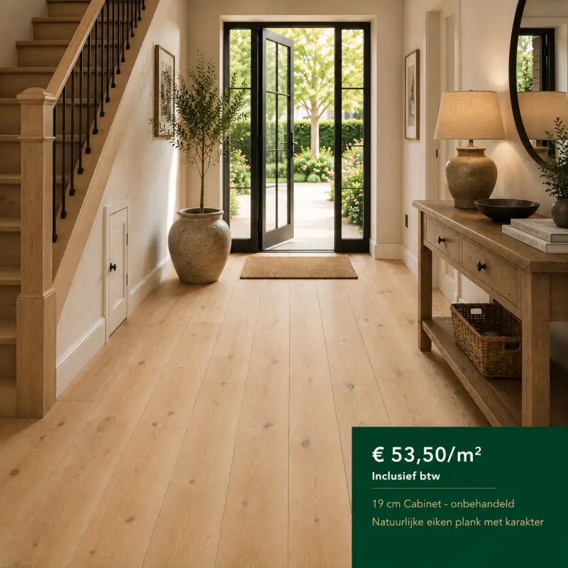 19 cm Cabinet onbehandeld-vierkant Eiken vloer 19 cm breedte. 190 mm. breed eiken planken