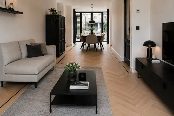 band en bies in een woning met meubelen Band en bies in nieuwbouwwoning